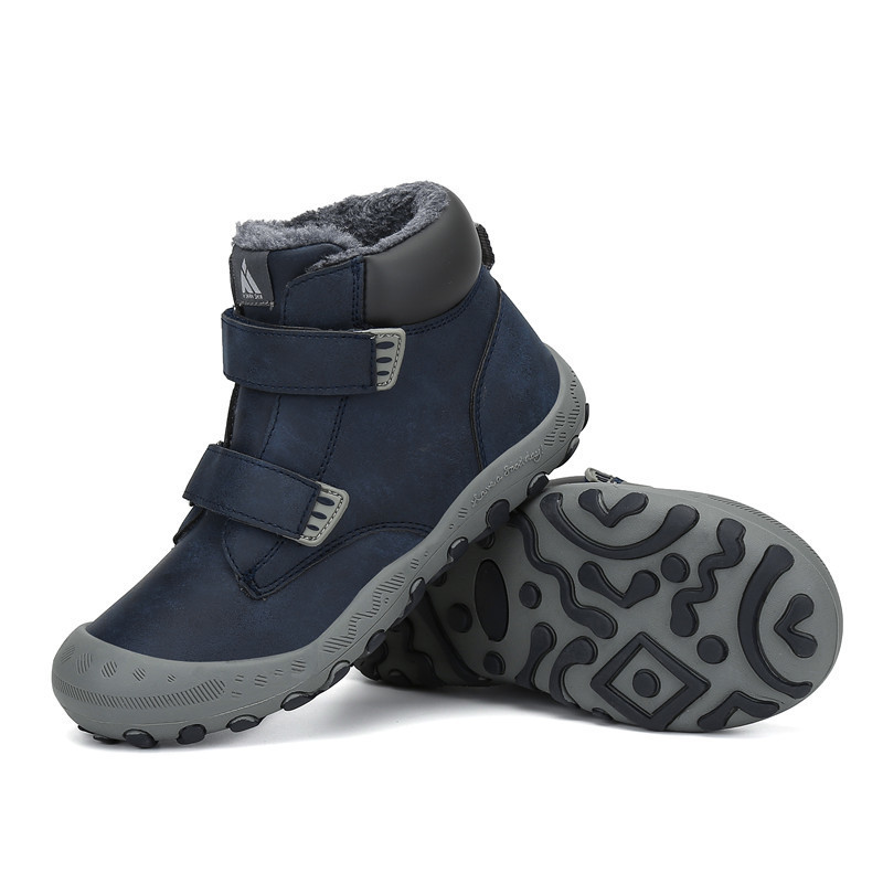 Winter Kids Boys Outdoor Leather Snow Children Ankle Warm Plush Fur Boots Girls Fashion Flat Shoes LJ201029