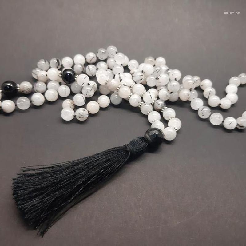 108 Mala Beads Necklace Women 8mm Tourmalinated Q-uartz Beaded Meditation Necklace Healing Crystal Energy With Tassel1
108 Mala Beads Necklace Women 8mm Tourmalinated Q-uartz Beaded Meditation Necklace Healing Crystal Energy With Tassel1