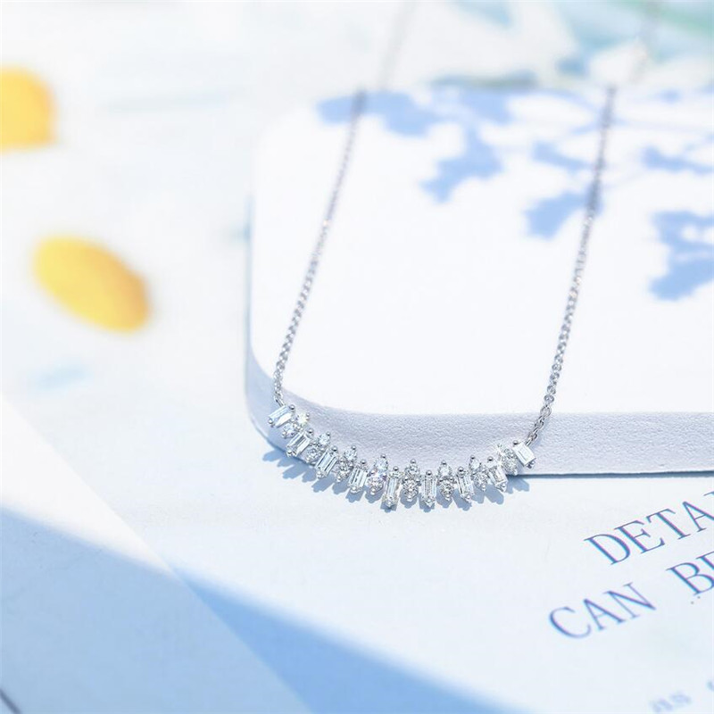 Choucong Brand New Stunning Ins Top Sell Luxury Jewelry 925 Sterling Silver T Princess Cut White Topaz CZ Diamond Gemstones Women Necklace