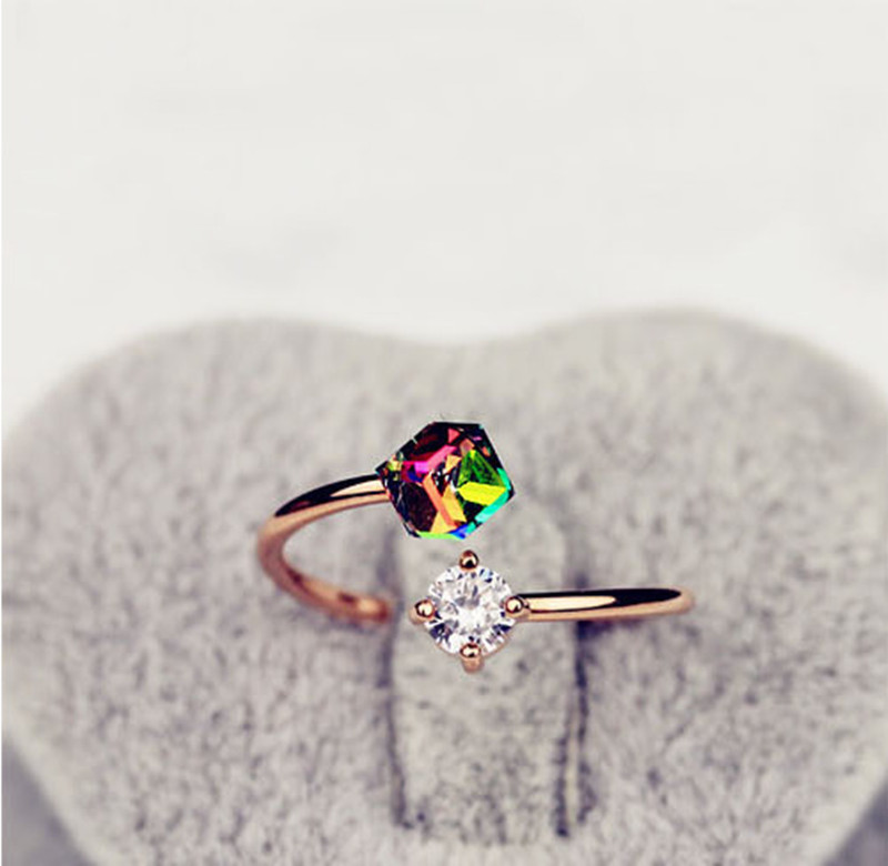 Gold Color Adjustable Ring Fashion Simple Colorful Cube Zircon Crystal Finger Ring for Women Engagement Jewelry, Silver
Gold Color Adjustable Ring Fashion Simple Colorful Cube Zircon Crystal Finger Ring for Women Engagement Jewelry, Silver