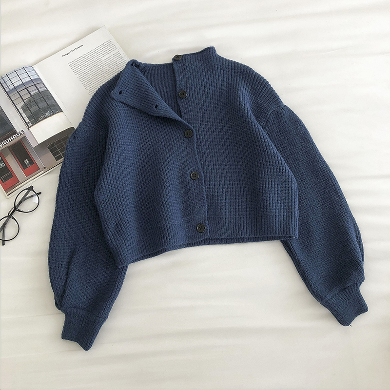 Retro Turtleneck Single-Breasted Sweater Women's cardigans Autumn New Korean Loose Long-Sleeved knit Cardigans Fashion Full 201023