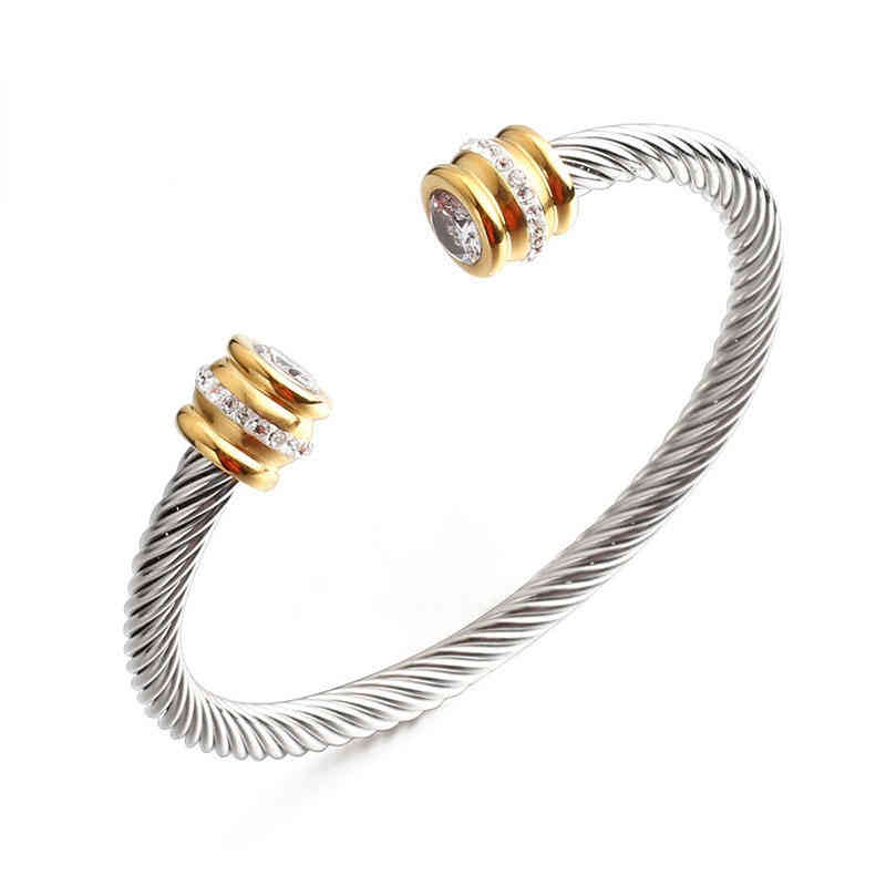 Cable Lady Stainless Steel Wire Bracelet Titanium Steel Gold Inlaid Drill C Type Open Bracelet Y220310
Cable Lady Stainless Steel Wire Bracelet Titanium Steel Gold Inlaid Drill C Type Open Bracelet Y220310