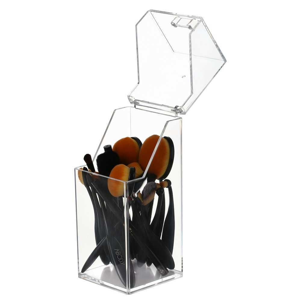 Clear Dustproof Brushes Organizer Storage Box Acrylic Cosmetic Makeup Brush Holder Stand