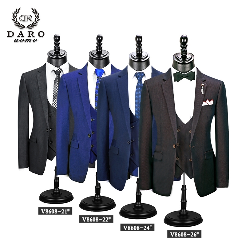 New Men's Fashion Boutique Plaid Wedding Dress Suit Three-piece Male Formal Business Casual Suits DR8608 201105