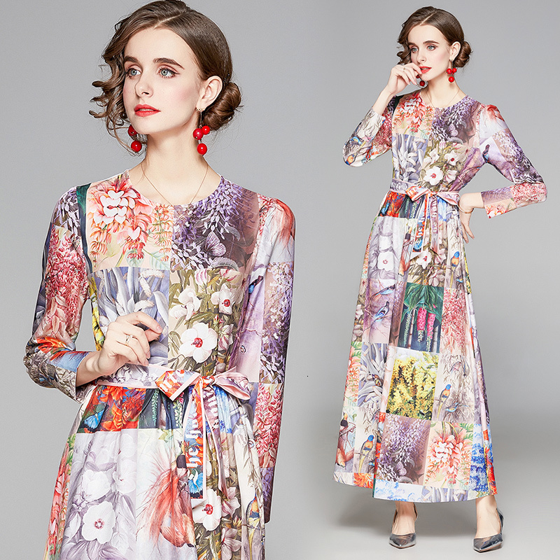 2021 New Merchall Autumn Runway Maxi Women's Sleeve O-neck Sashes Flowers Print Party Long Robe Longue Femme 1hiz, Design and color
2021 New Merchall Autumn Runway Maxi Women's Sleeve O-neck Sashes Flowers Print Party Long Robe Longue Femme 1hiz, Design and color