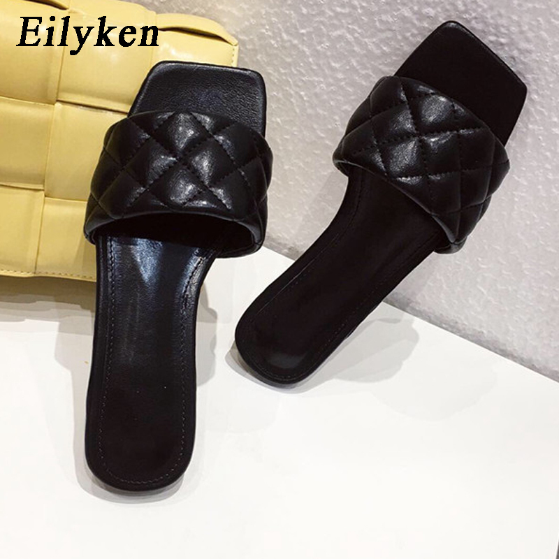 Eilyken 2020 Newest High Quality Women Slides Square Toe Flat Slippers Summer Outdoor Beach Non-Slip Casual Sandals Female Shoes LJ200903