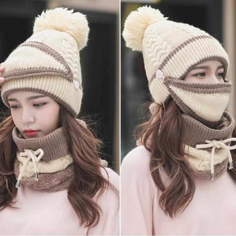 Winter Woolen Hats Women Beanies Velvet Thick Bib With Mask Skullies Beanie Hat Dustproof Hats Female Warm knitted Wool Cap Set, As picture
Winter Woolen Hats Women Beanies Velvet Thick Bib With Mask Skullies Beanie Hat Dustproof Hats Female Warm knitted Wool Cap Set, As picture