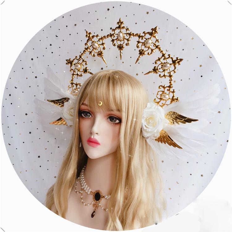 Gorgeous White Rose Angel KC Gothic Lolita Court Crown Halo Aperture Princess Queen Pope Props Cosplay Notre Dame Headband
Gorgeous White Rose Angel KC Gothic Lolita Court Crown Halo Aperture Princess Queen Pope Props Cosplay Notre Dame Headband
