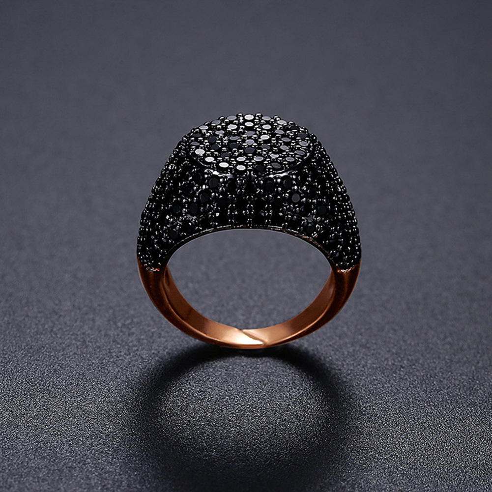 Men's Hip Hop Vintage Adjustable Rings Gold Plated Shining Black Cubic Zircon Finger Ring Jewelry Gift