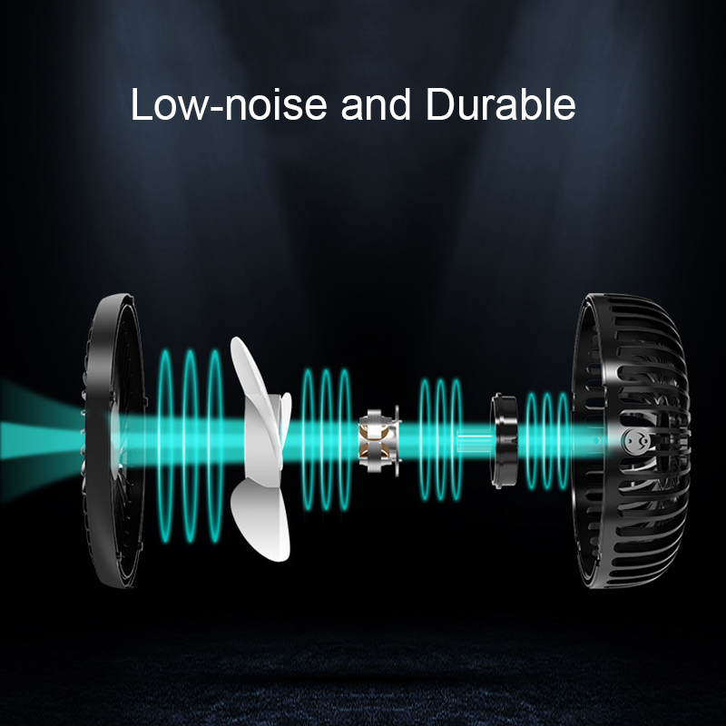 Portable Mini Car Fan 360 Degree AllRound Adjustable Auto Air Cooling Dual Head Usb Fans Quiet Small Desktop Fan2154