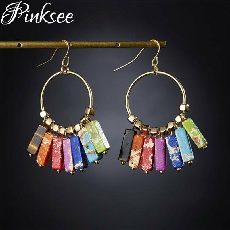 Pinksee Bohemia Exaggerated 7 Chakra Natural Stone Big Circle Earrings Women Rainbow Color Bead Tassel Ear Hook Jewelry Gift
Pinksee Bohemia Exaggerated 7 Chakra Natural Stone Big Circle Earrings Women Rainbow Color Bead Tassel Ear Hook Jewelry Gift