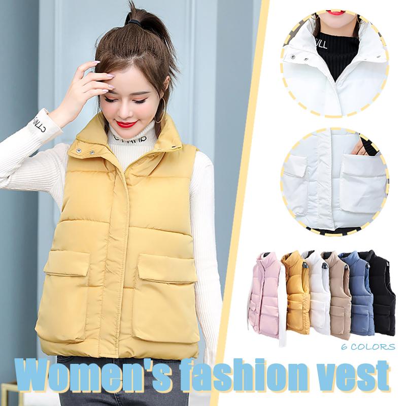 2021 Stand Collar Women Winter Vests Women's Short Sleeveless Vest Solid Color Coat Top Cotton Padded Jacket Female Waistcoat60, Beige
2021 Stand Collar Women Winter Vests Women's Short Sleeveless Vest Solid Color Coat Top Cotton Padded Jacket Female Waistcoat60, Beige