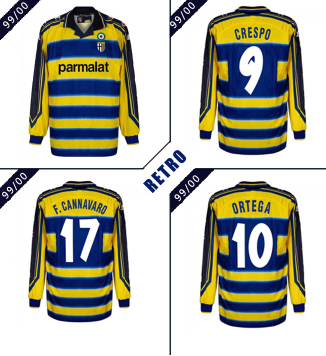 Parma 1999 2000 retro soccer jersey 99 00 Parma home Crespo Thuram Baggio retro jersey Cannavaro Ortega classic vintage old football shirt
Parma 1999 2000 retro soccer jersey 99 00 Parma home Crespo Thuram Baggio retro jersey Cannavaro Ortega classic vintage old football shirt