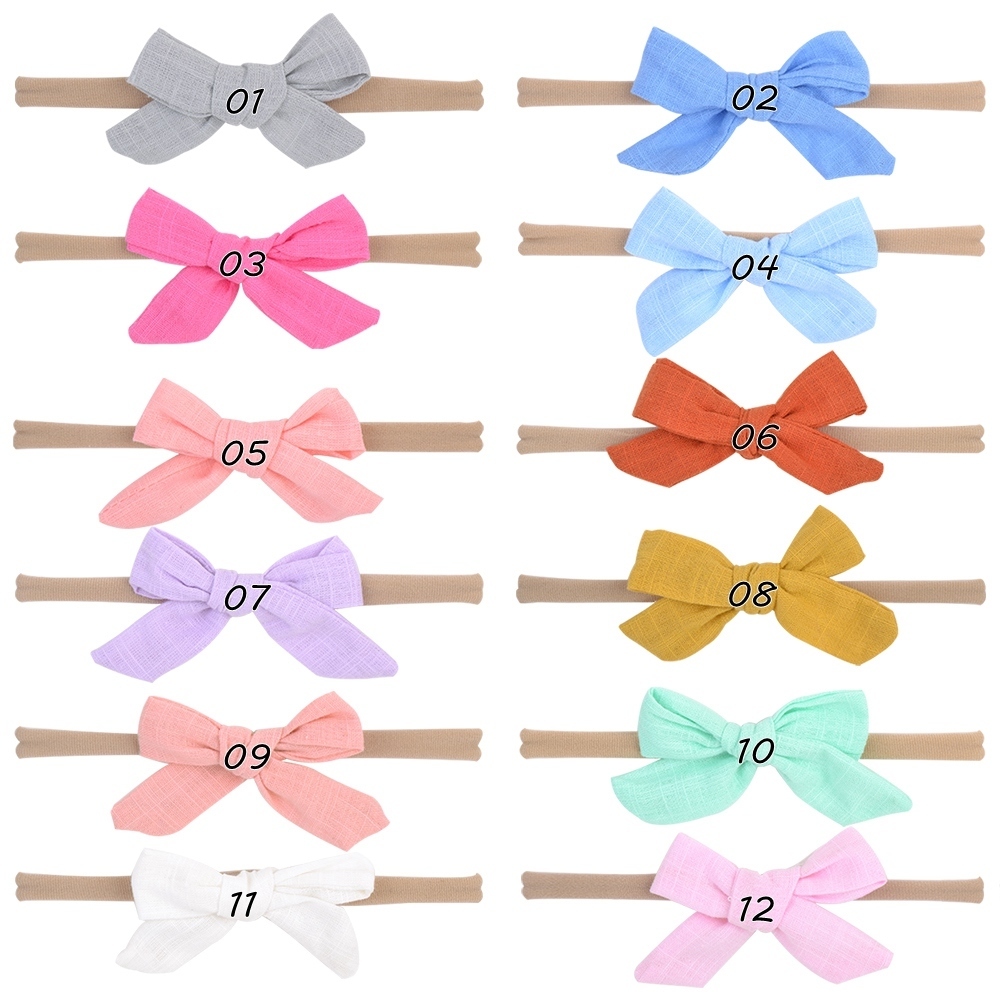 12pcs/lot Sweet Candy Colors Bow Headband Elastic Hair Band For Baby Girls Handmade Hairband Turban Headwear Hair Accessories LJ200903