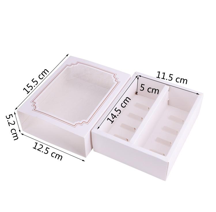 Macaron Packing Boxes Wedding Party 5/10 Pack Cake Storage Biscuit Clear Window Paper Box Cake Decoration Baking Ornaments VT1889