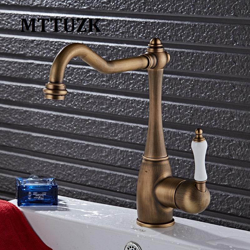 MTTUZK European style antique brass faucets bathroom single handle taps hot&cold water basin faucet washbasin deck mounted mixer
MTTUZK European style antique brass faucets bathroom single handle taps hot&cold water basin faucet washbasin deck mounted mixer