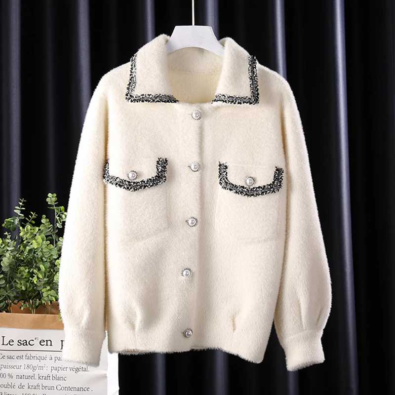 Korean Women's Knitted Cardigans Autumn Winter Thick Warm Sweaters Outerwear Faux Mink Cashmere Knit Single Breasted Sweaters, Black
Korean Women's Knitted Cardigans Autumn Winter Thick Warm Sweaters Outerwear Faux Mink Cashmere Knit Single Breasted Sweaters, Black
