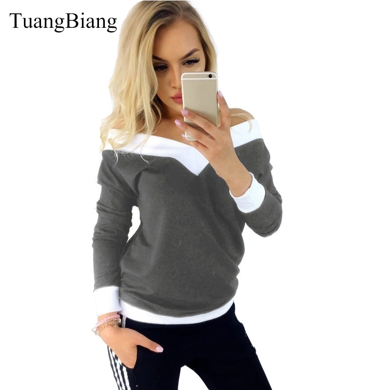 Women Long Sleeve Spring Deep V-Neck T Shirts Patchwork Off Shoulder Cotton Tee Ladies T-Shirt Panelled Summer Sexy TShirts 201125, Gray
Women Long Sleeve Spring Deep V-Neck T Shirts Patchwork Off Shoulder Cotton Tee Ladies T-Shirt Panelled Summer Sexy TShirts 201125, Gray