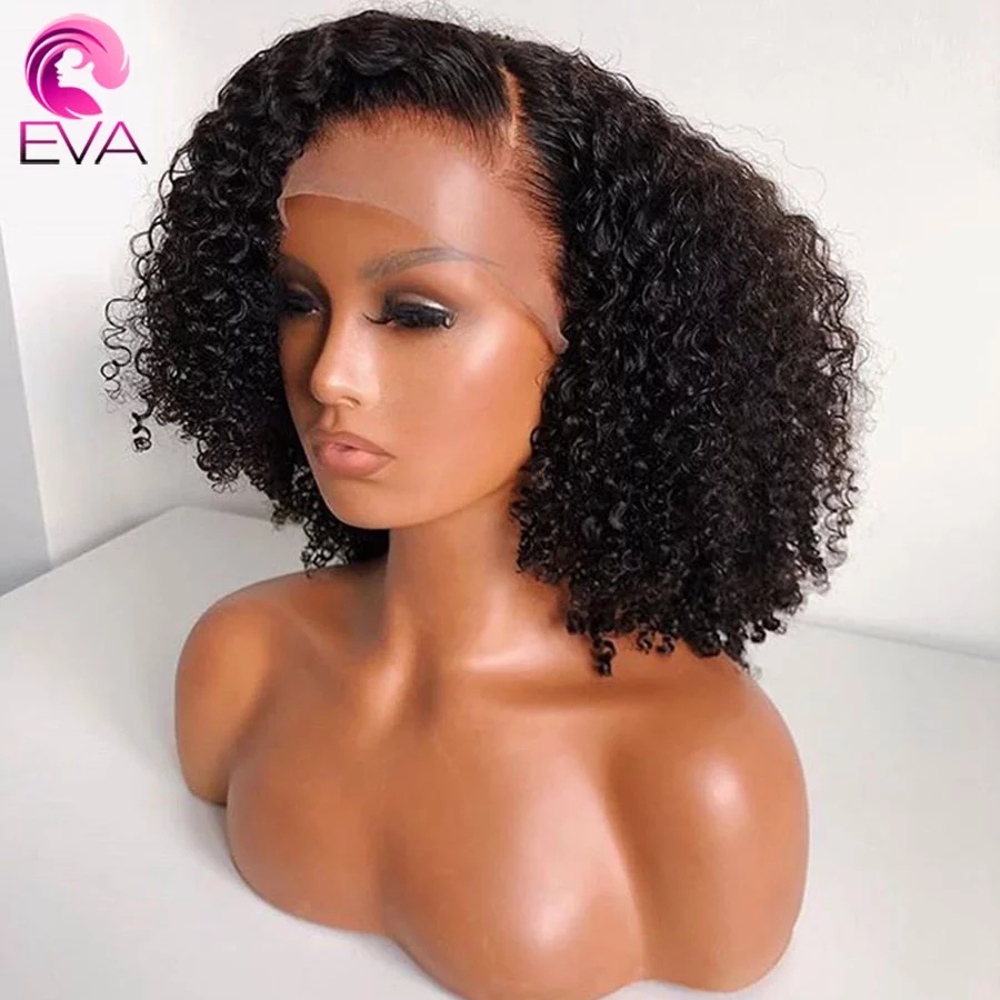 Free part short bob Afro Kinky Curly brazilian Wigs 13x4 Lace Front synthetic Wig For Black Women Pre Plucked