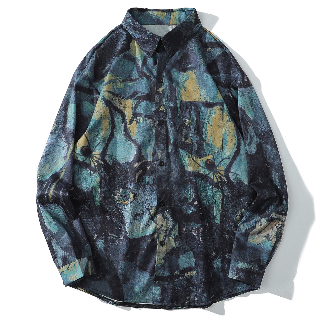 2021 New Hip Hop Graffiti Spider Butterfly Long Sleeve Men Harajuku Streetwear Hawaiian Beach Shirts Cotton Oversized Holiday Shirt Kujs, Blue
2021 New Hip Hop Graffiti Spider Butterfly Long Sleeve Men Harajuku Streetwear Hawaiian Beach Shirts Cotton Oversized Holiday Shirt Kujs, Blue