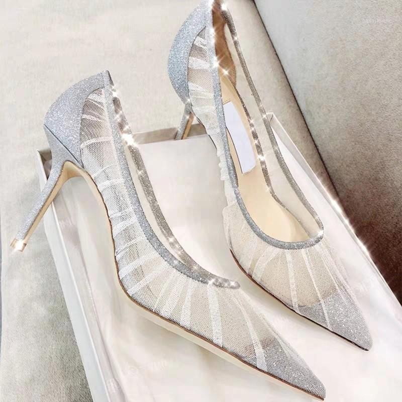 Summer high-heeled women's shoes sexy wild high-heeled shoes 2020 new lace mesh yarn fine heel pointed single shoes.1, Silver 6cm
Summer high-heeled women's shoes sexy wild high-heeled shoes 2020 new lace mesh yarn fine heel pointed single shoes.1, Silver 6cm