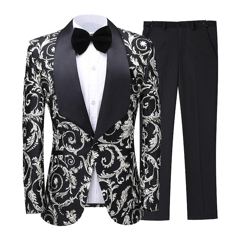 2021 Men's Print Slim Suit Set Fashion Design 2 Piece Groom Dress Tuxedo Custom Made Suit Party Embroidered Wedding, As picture
2021 Men's Print Slim Suit Set Fashion Design 2 Piece Groom Dress Tuxedo Custom Made Suit Party Embroidered Wedding, As picture
