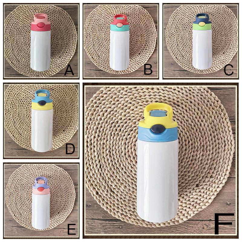 12oz Sublimation Straight Sippy Cup Children Water Bottle 350ml Blank white Portable Stainless Steel vacuum insulated Drinking tumbler for kids 6 colo