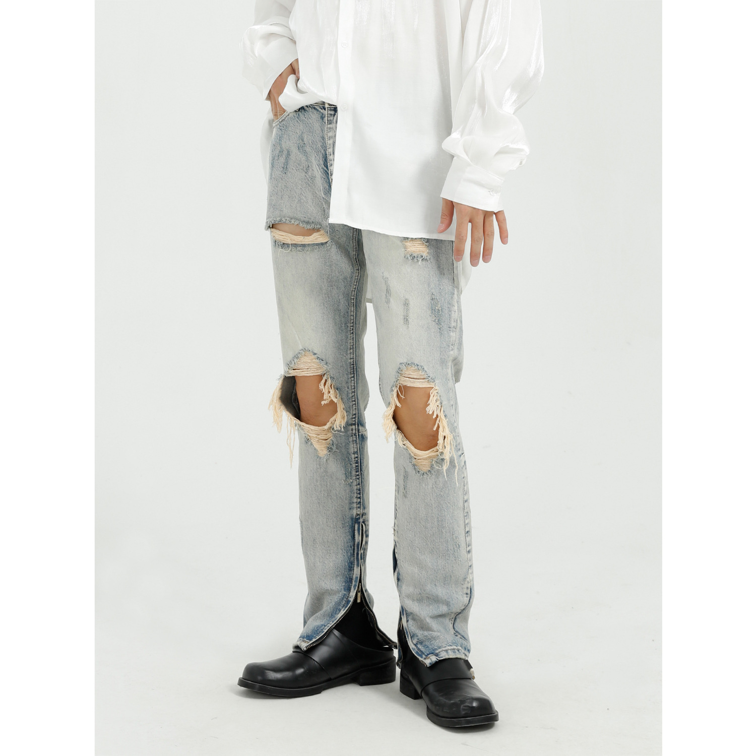 2020 Broken Hole Men Fine Cuff Adjustment Legged Male Streetwear Vintage Hip Denim Pants Tfnf, 923a
2020 Broken Hole Men Fine Cuff Adjustment Legged Male Streetwear Vintage Hip Denim Pants Tfnf, 923a