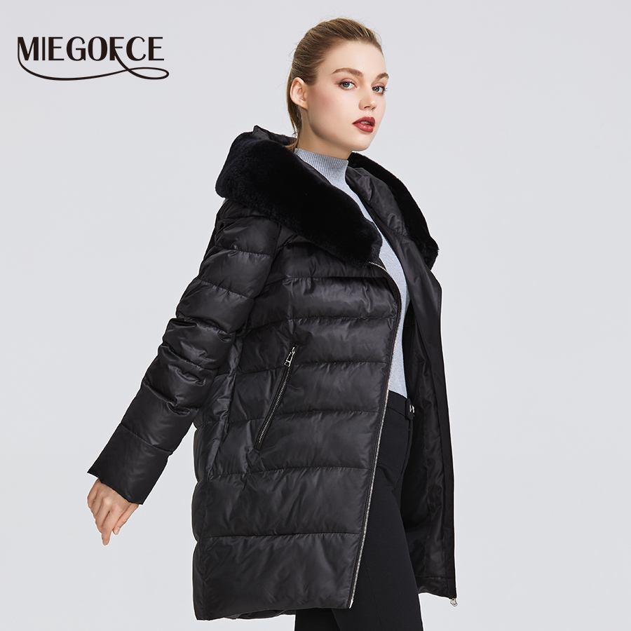 MIEGOFCE Winter Women's Collection Women's Warm Jacket Coat Winter Windproof Stand-Up Collar With Hood and Rabbit Fur Parka 201214