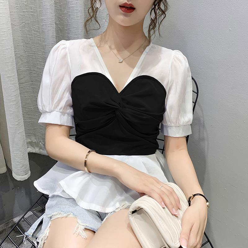 2021 New Patchwork French Fake Two-piece Top Sleeve Office Lady Japan Style Summer Elegant Koren Blouse Women Bg12, Purple
2021 New Patchwork French Fake Two-piece Top Sleeve Office Lady Japan Style Summer Elegant Koren Blouse Women Bg12, Purple