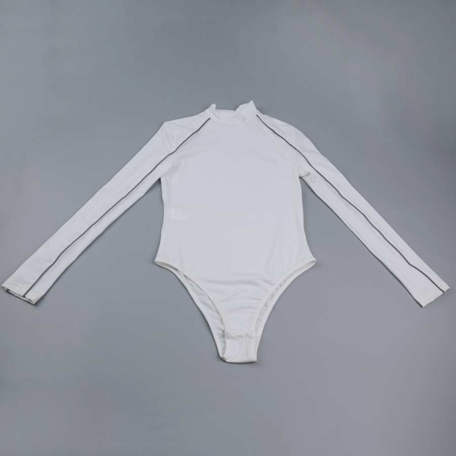 Reflective Long Sleeve Bodysuit Women Autumn Turtleneck Sexy Jumpsuits Women Cotton Skinny Rompers Jumpsuits 2019 Streetwear T200116