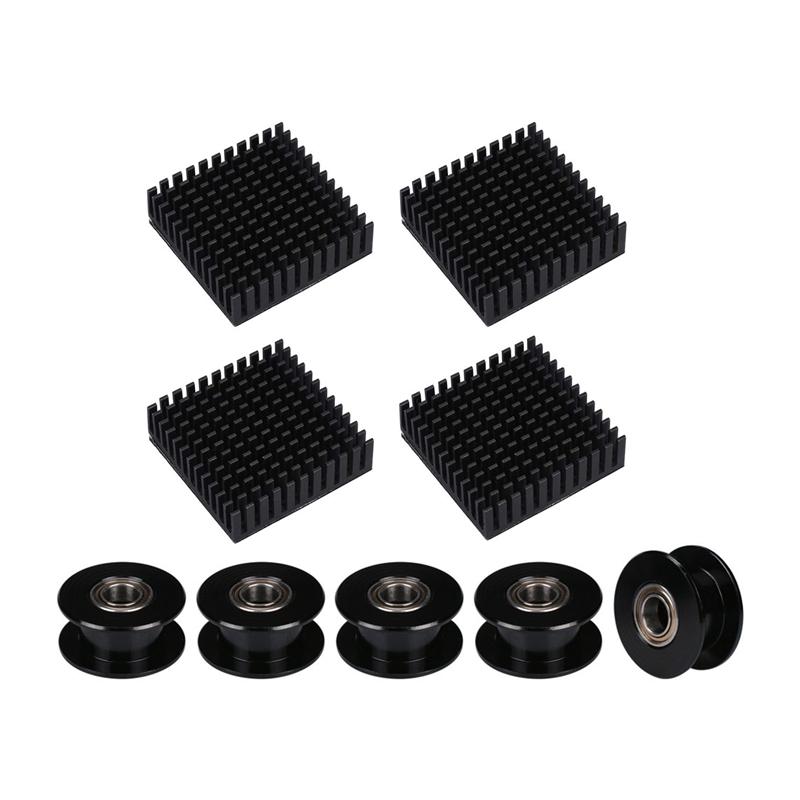 4x 40x40x10mm Black Radiator Aluminum Heatsink & 5x Gt2 5mm Bore Black Aluminum Toothless Timing Belt Idler Pulley
4x 40x40x10mm Black Radiator Aluminum Heatsink & 5x Gt2 5mm Bore Black Aluminum Toothless Timing Belt Idler Pulley
