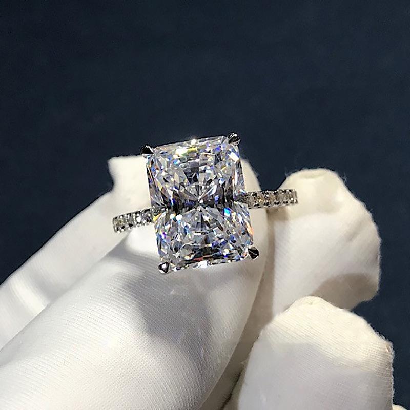Handmade Radiant Cut 3ct Lab Diamond Ring 925 Sterling Silver Bijou Engagement Wedding Band Rings for Women Bridal Party Jewelry