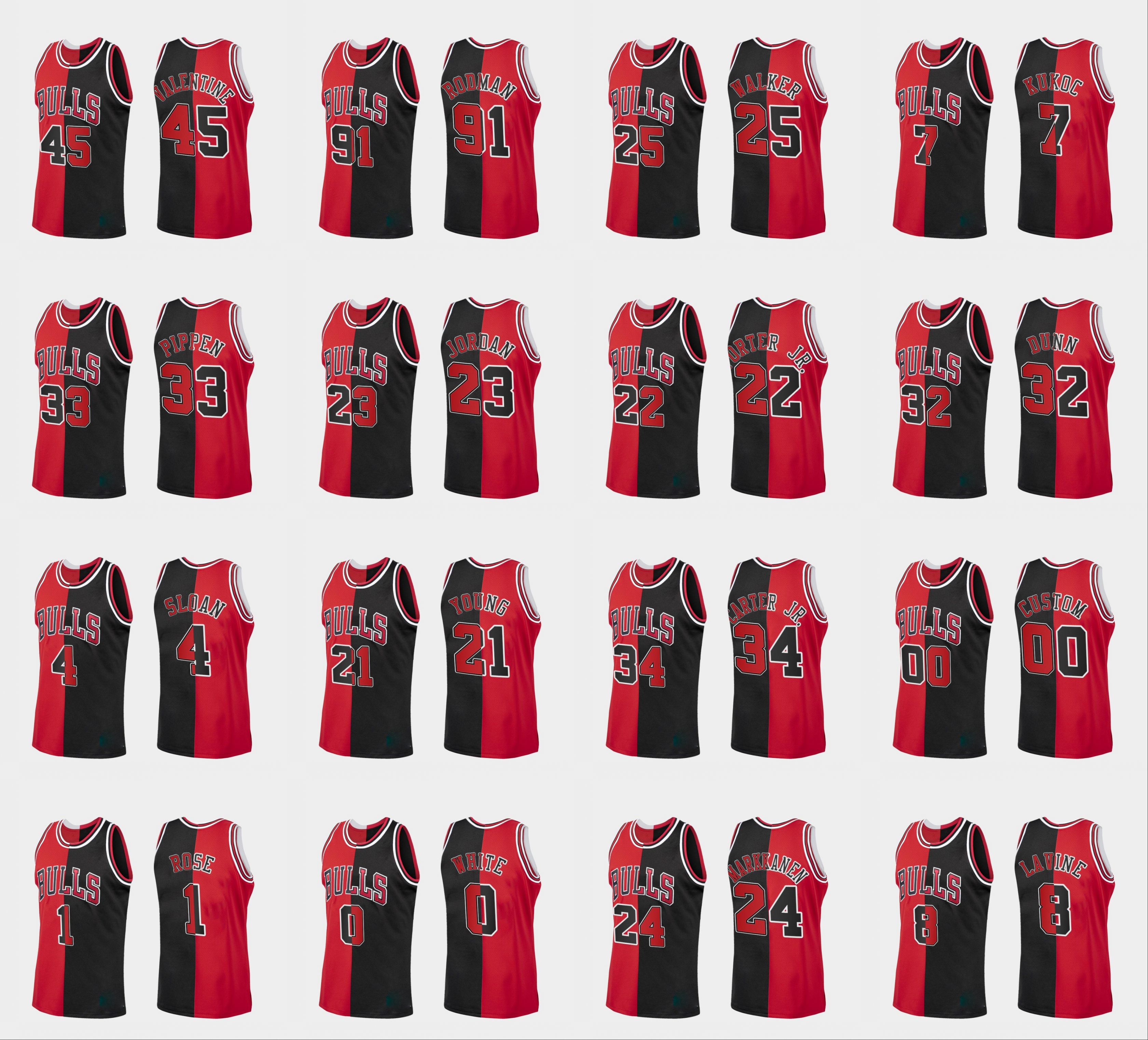 Chicago Bulls Men Michael Jor dan Dennis Rodman Derrick Rose Scottie Pippen Two-tone Split Edition Custom Basketball Jersey, Black
Chicago Bulls Men Michael Jor dan Dennis Rodman Derrick Rose Scottie Pippen Two-tone Split Edition Custom Basketball Jersey, Black