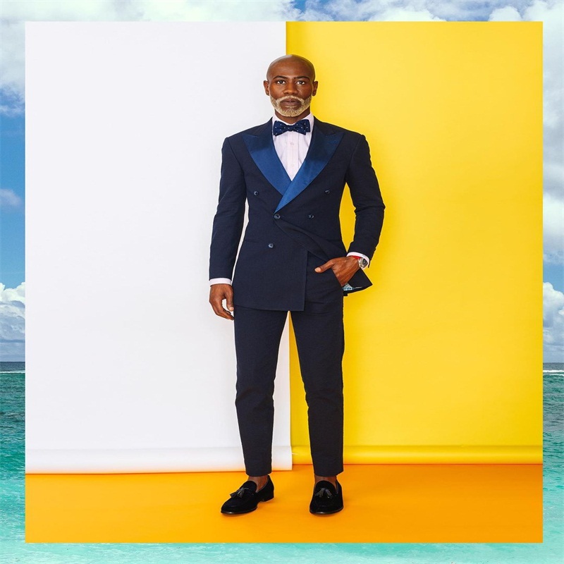 2 pieces formal men suits cotton groom tuxedos lapel modern double breasted men coatpant custom made party suit