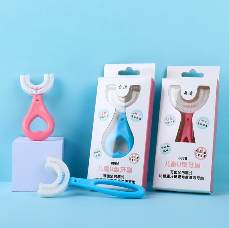 Baby Kids Teethers Health Care Brushes U-Shape 360 Degree Soft Silicon Hand Oral Cleaning Tooth For Boy Girl Age 2-12T