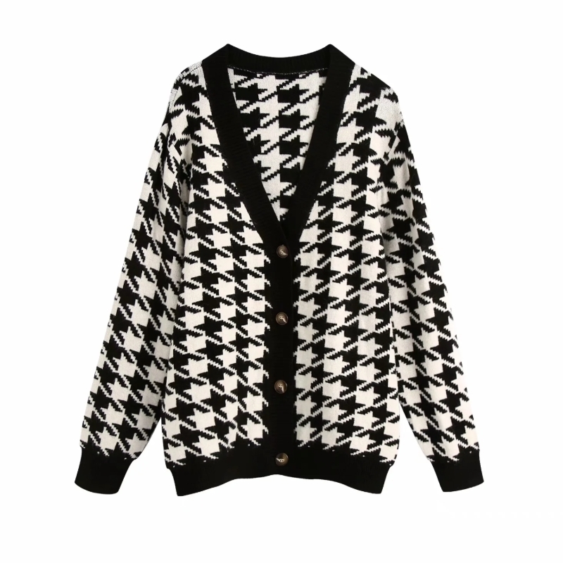 Women houndstooth Knitting Loose Sweater Casual Femme V-Neck Long sleeve Pullover High Street Lady Loose Tops SW899 201111, As pic
Women houndstooth Knitting Loose Sweater Casual Femme V-Neck Long sleeve Pullover High Street Lady Loose Tops SW899 201111, As pic
