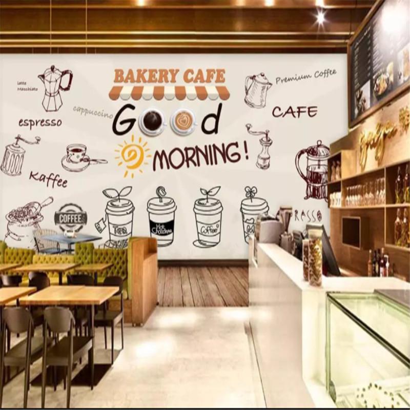 

Custom Mural wallpaper 3d European hand-painted coffee shop products photo wall papers cafe restaurant decor papel de parede 3d, Canvas