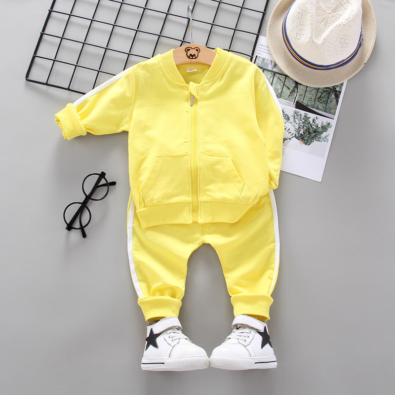 Spring Autumn Children Cotton Clothes Baby Boys Girls Sport Zipper Jacket Pants 2pcs/set Kids Toddler Fashion Casual TracksuitsX1019