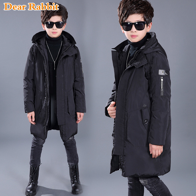 Children snowsuit Winter Warm Down Jackets for Boys Clothes Teenage clothing Kids Parkas Long Coat Size 10 12 14 16 Year 201126