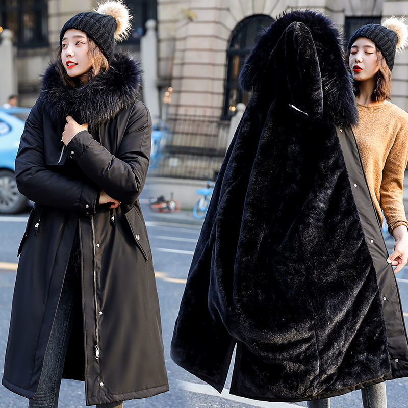 Fashion Bubble Coat Women Warm Fur Lining Cotton Padded Oversized Long Jacket Winter Female Puffer Jacket Parkas Mujer 201125