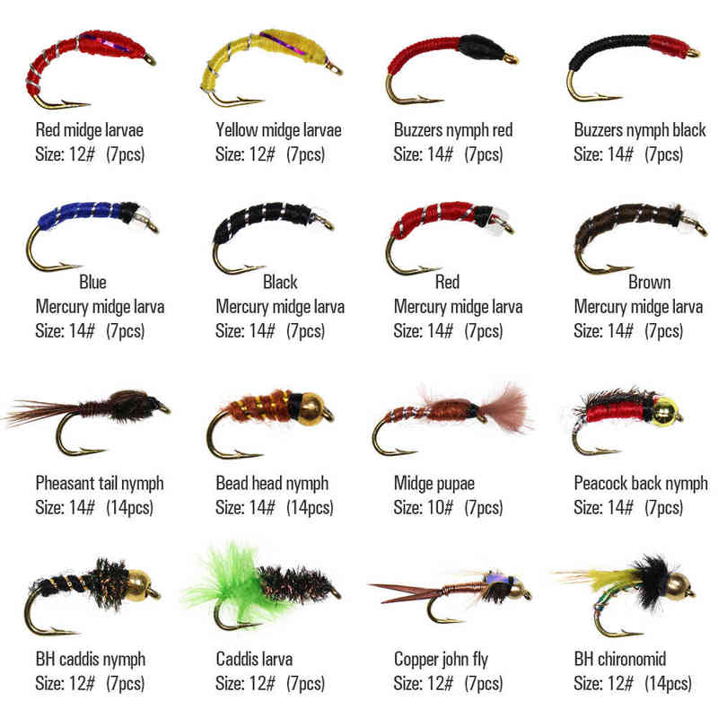 ICERIO 133pcs/Set Ultra-thin Portable Nymph Scud Midge Flies Kit Assortment with Box Trout Fishing Fly Lures 220107 - view 3