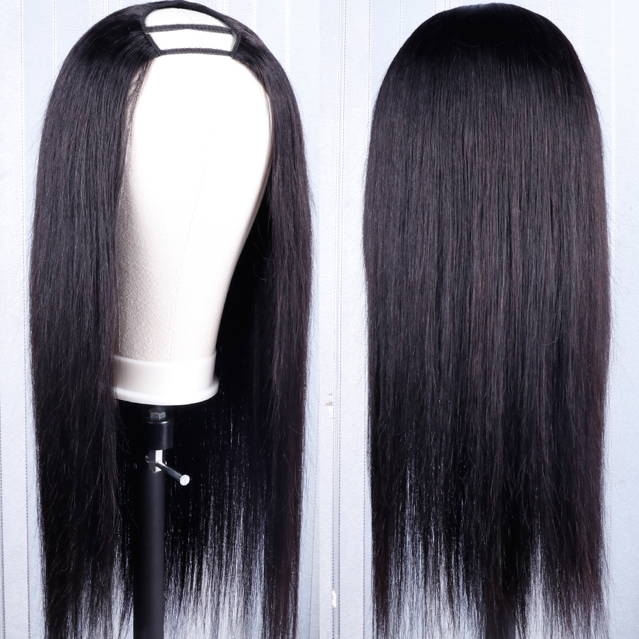 Brazilian U Part Wig Straight 150% Density Human Hair Upart Wigs Can Be Permed