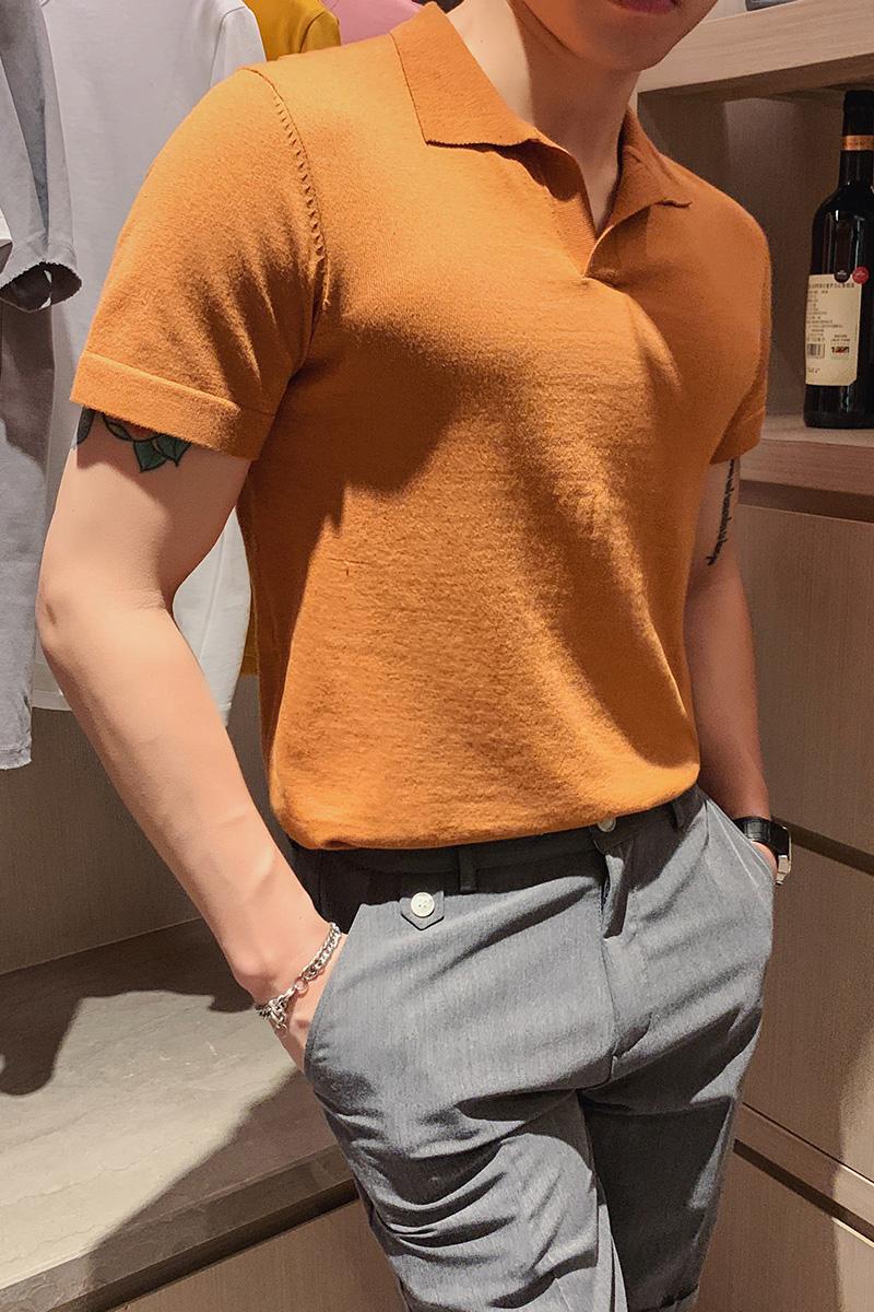 Men's Polos Knitted Homme Breathable Slim Fit Short Sleeve Mens Shirts British Style Summer Shirt Men Fashion 2021 Streetwear