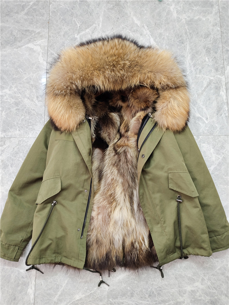 Parka Men Winter Jacket Hooded Nature Raccoon Lining Jackets Man Real Fur Coat 201027
