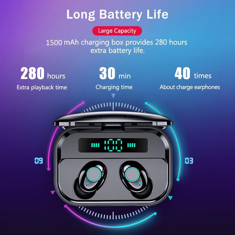 M7 wireless bluetooth headset 5.0 power display sports stereo wireless earbuds with charging box, White
M7 wireless bluetooth headset 5.0 power display sports stereo wireless earbuds with charging box, White
