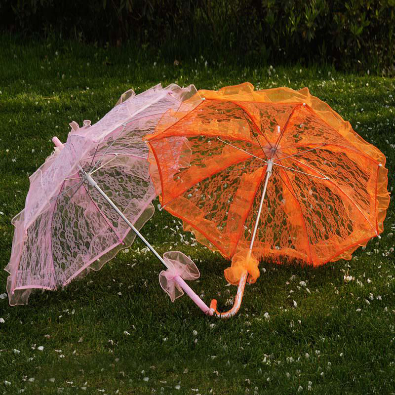 white color Lace Bridal Umbrella Cotton Embroidery Parasol Umbrella Wedding Decoration Parasols