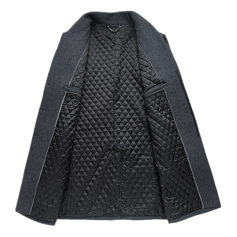FGKKS Men Winter Wool Coat Men's Fashion Solid Color Warm Thick Wool Blends Woolen Pea Coat Male Trench Coat Overcoat 201127