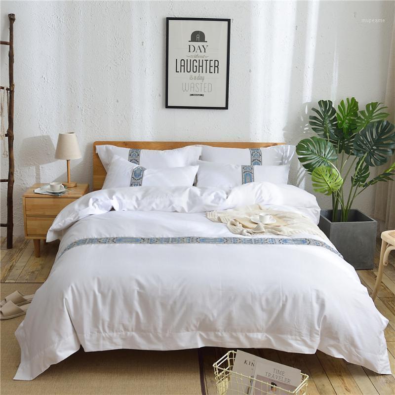 4 pieces 100% Cotton sateen fabric bed linen double king size bed sheet White hotel bedding sets1, As pic
4 pieces 100% Cotton sateen fabric bed linen double king size bed sheet White hotel bedding sets1, As pic