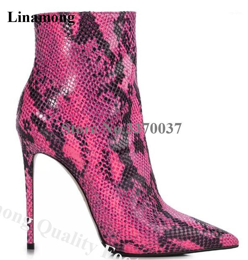 Linamong Sexy Pointed Toe Snake Leather Stiletto Heel Short Boots Zipper-up High Heel Ankle Booties Customize Colors Shoes1
Linamong Sexy Pointed Toe Snake Leather Stiletto Heel Short Boots Zipper-up High Heel Ankle Booties Customize Colors Shoes1